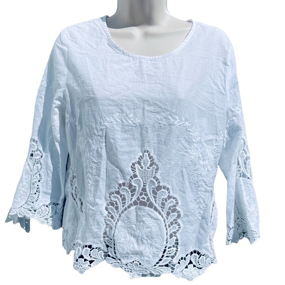 CYNTHIA ROWLEY White Blouse Button Back Small - Picture 2 of 6